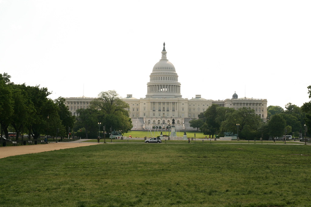 The dome of the U.S. Capitol building at dusk, where federal legislation moves through Congress.